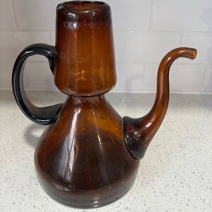Vintage Amber Blown Glass Pitcher